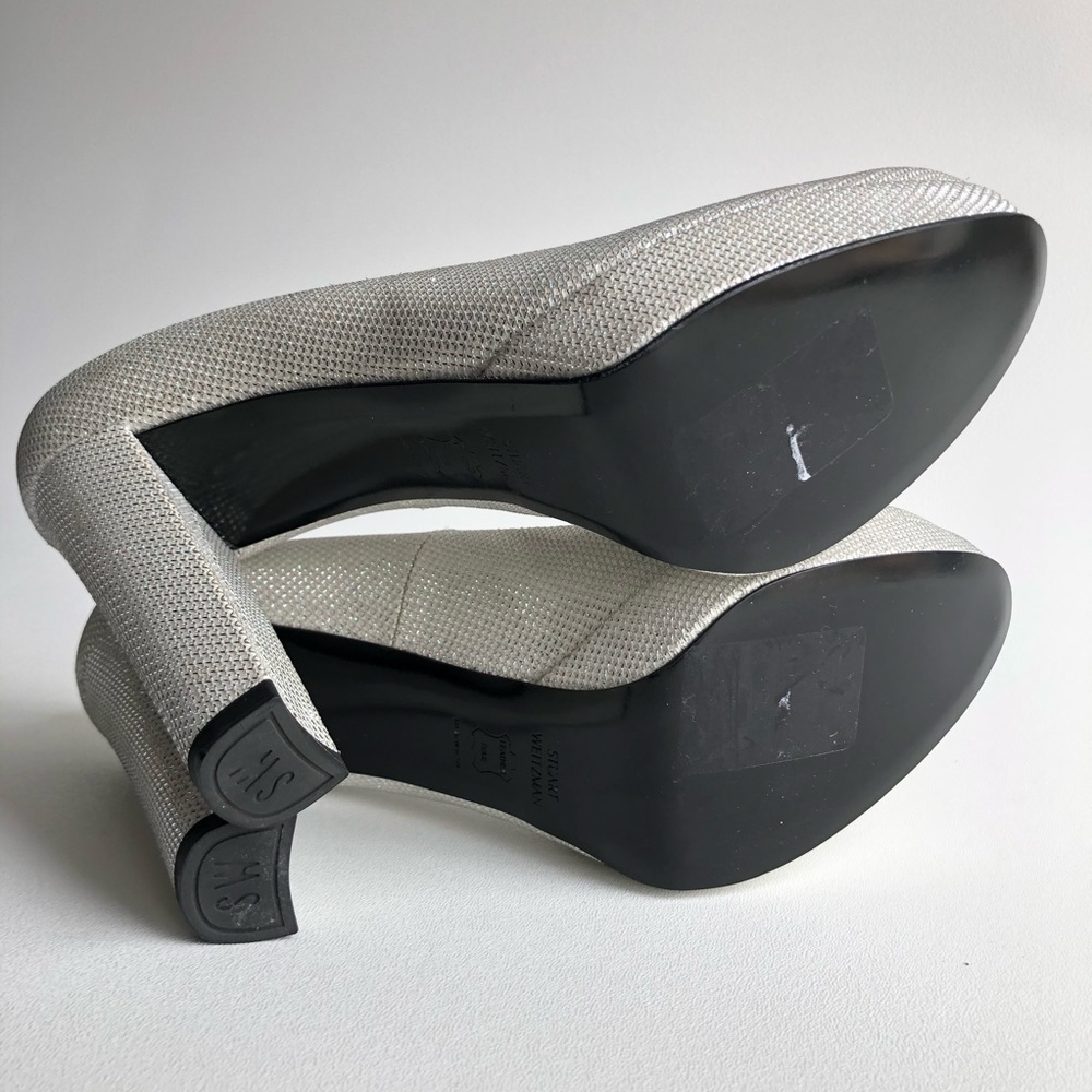 STUART WEITZMAN Silver Bling Studded Pumps Heels - Picture 6 of 8